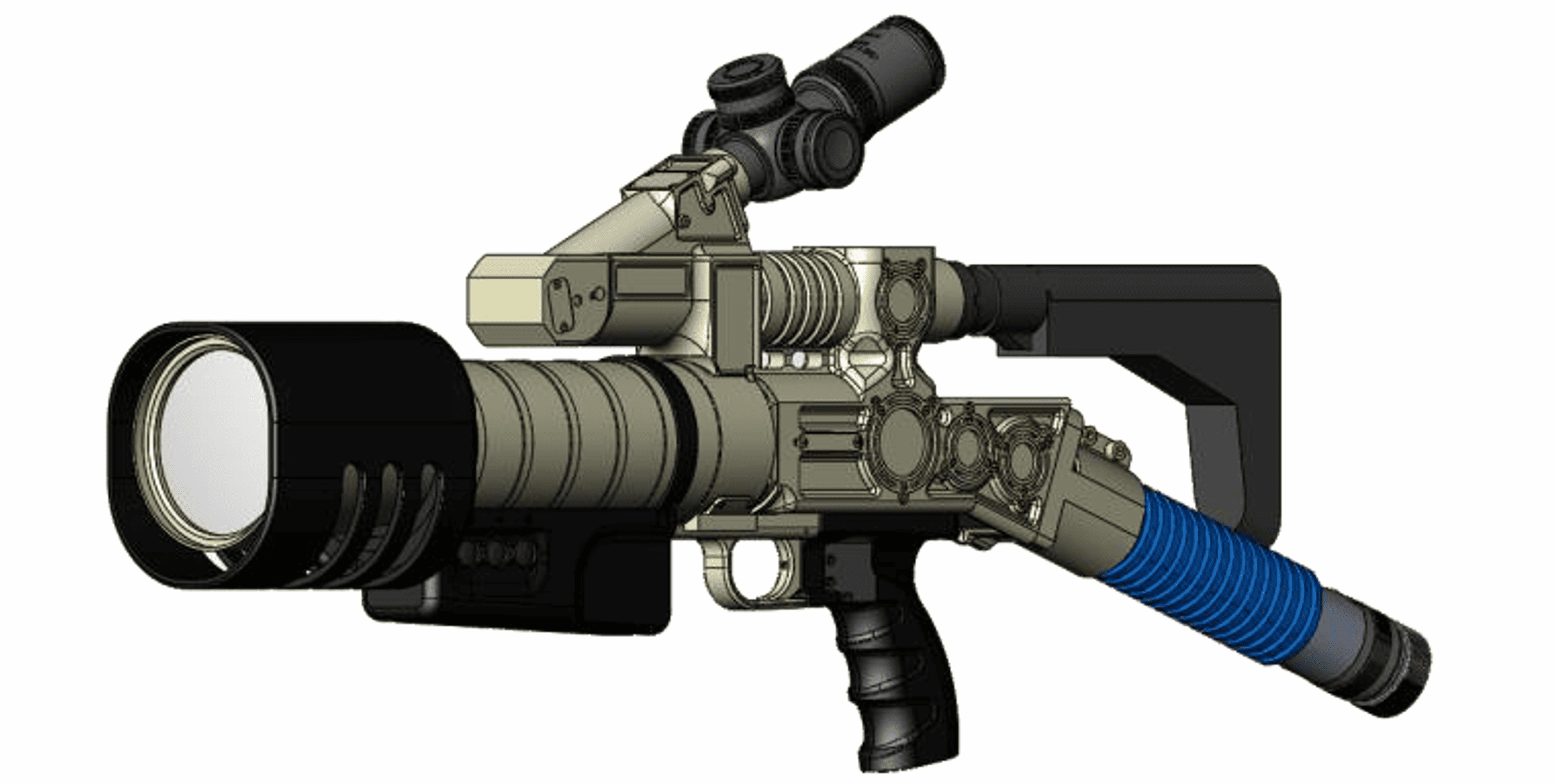 Side view of the counter-UAV laser gun