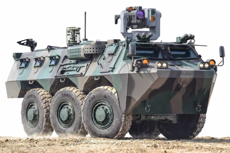 Remote Control Observation Unit integrated on a Pindad Anoa 6x6 armoured personnel carrier